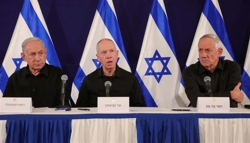 نتانياهو في مؤتمر صحافي مع غالانت وغانتس (أرشيف)