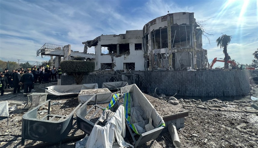  مبنى متضرر في موقع أصيب بهجوم صاروخي شنه الحرس الثوري الإيراني في أربيل (أ ف ب)