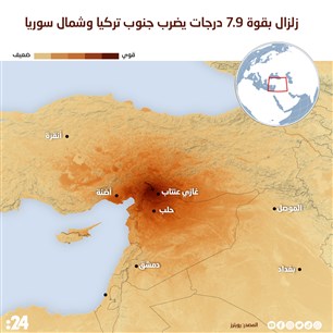 زلزال بقوة 7.9 درجات يضرب جنوب تركيا وشمال سوريا