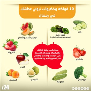 10 فواكه وخضروات تروي عطشك في رمضان